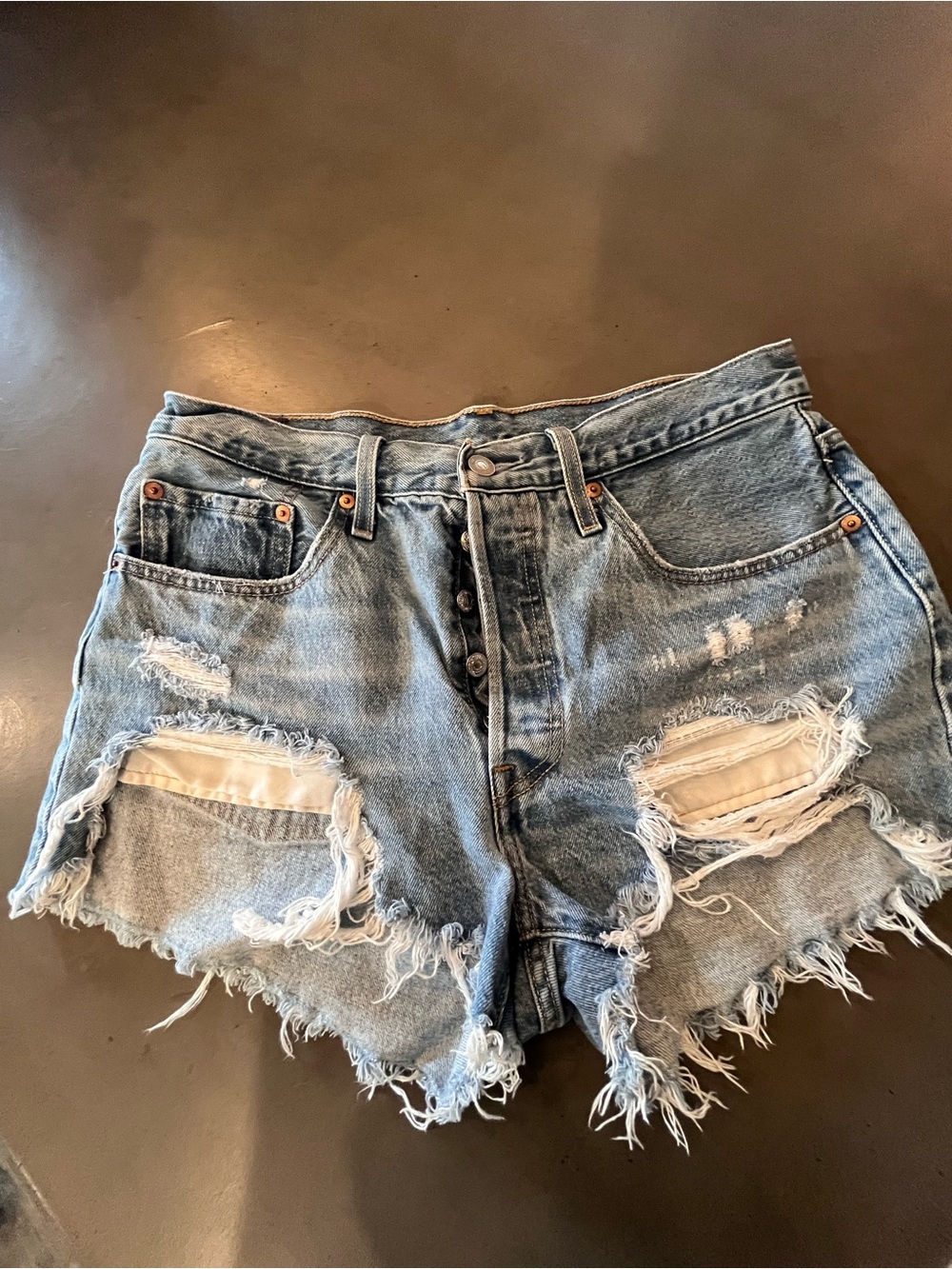 Levi's  Distressed High-Rise  Denim Shorts 501 Distressed Sz 30